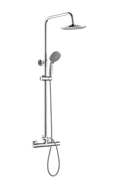आधुनिक थर्मास्टाटिक शावर कॉलम सेट 97cm-130cm गोल शावर हेड वॉल माउंटेड